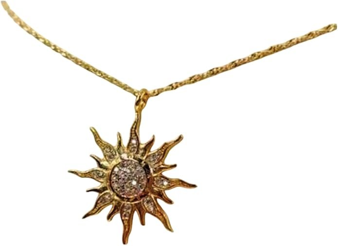 Luxury 14K Gold Plated Sun Pendant Necklace