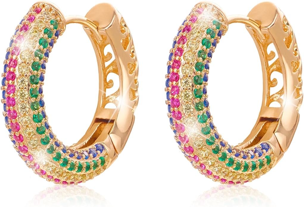 14K Gold Plated Hoop Earrings for Women